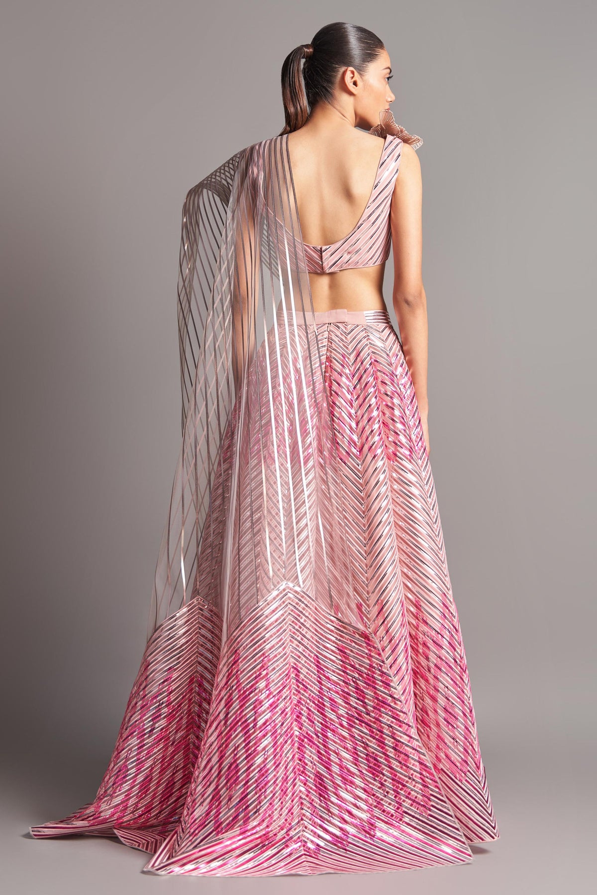 Metallic winged lehenga