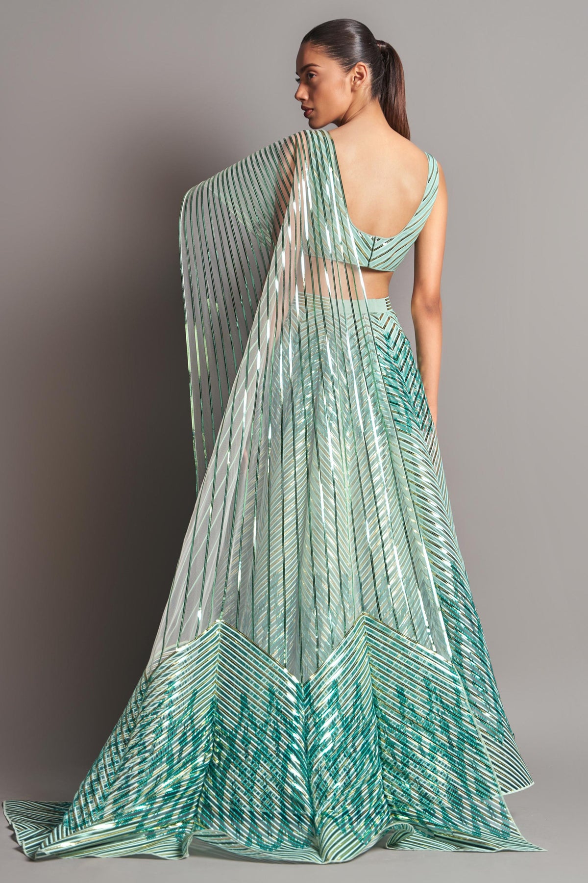 Metallic winged lehenga