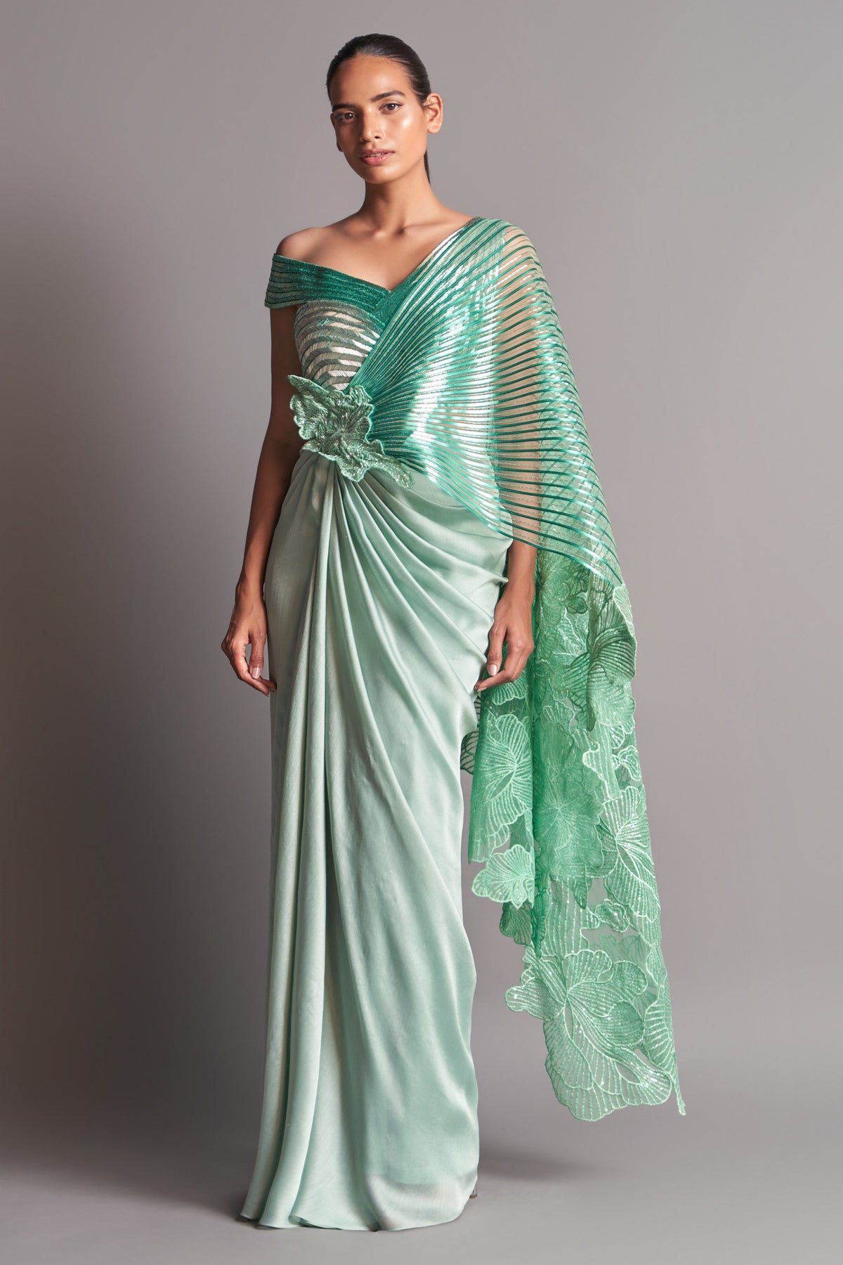 Metallic winged saree