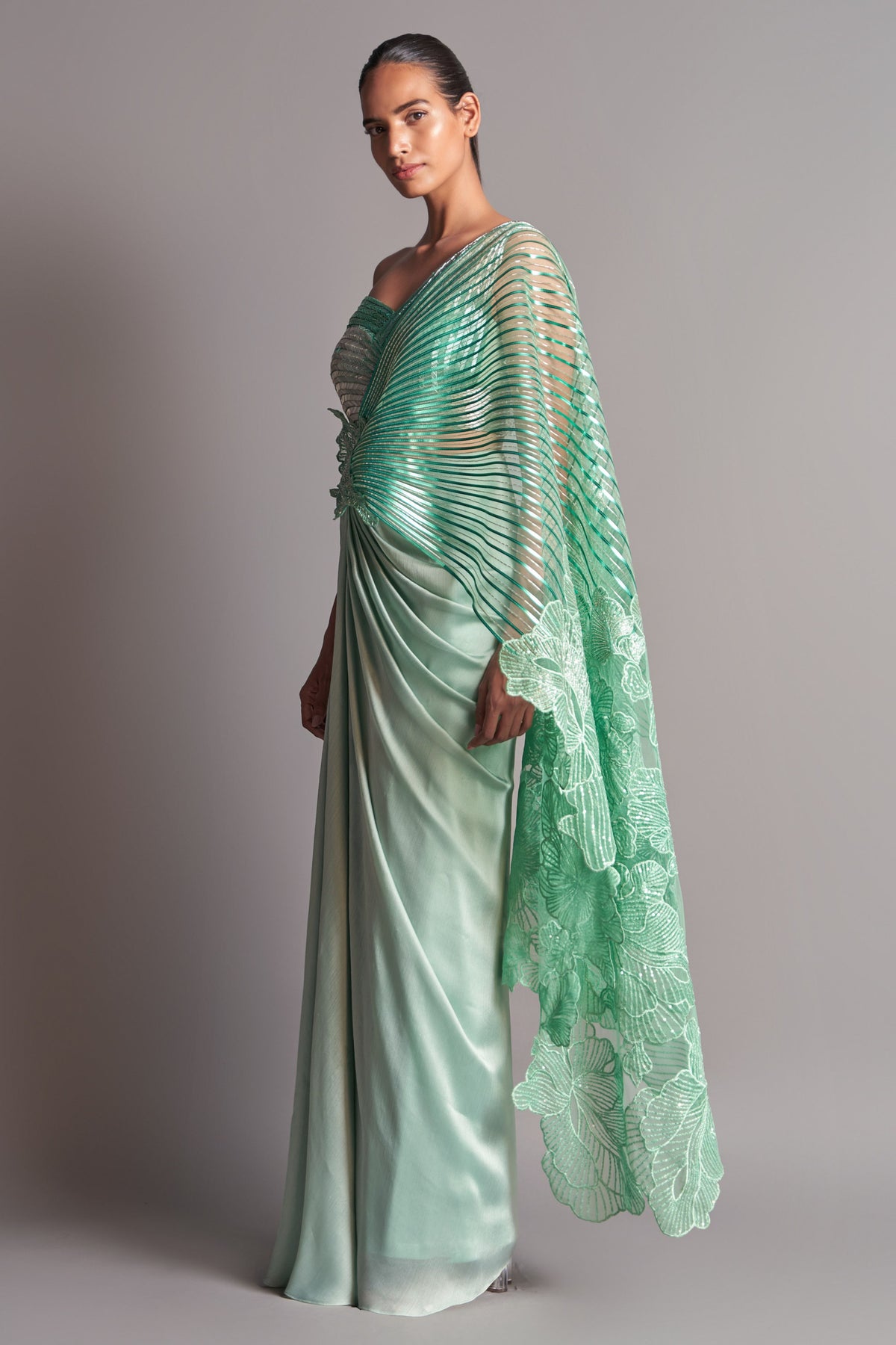 Metallic winged saree