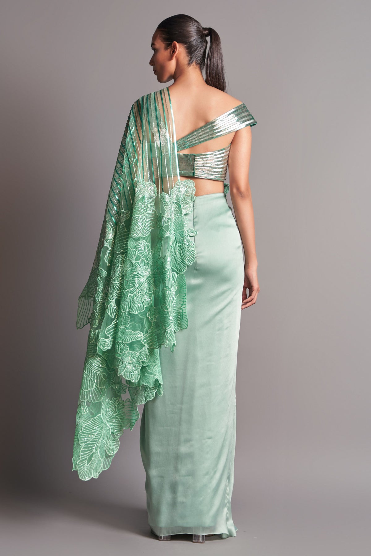 Metallic winged saree