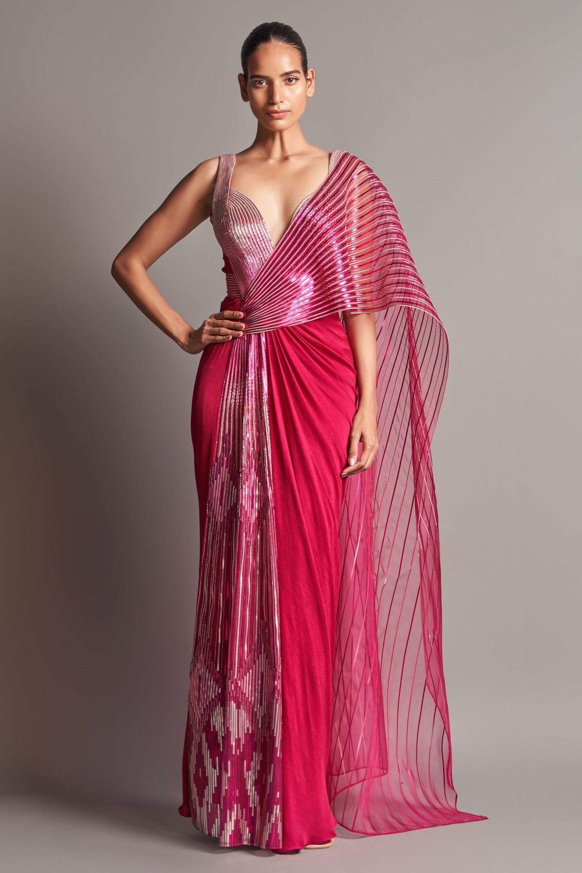 Metallic winged saree