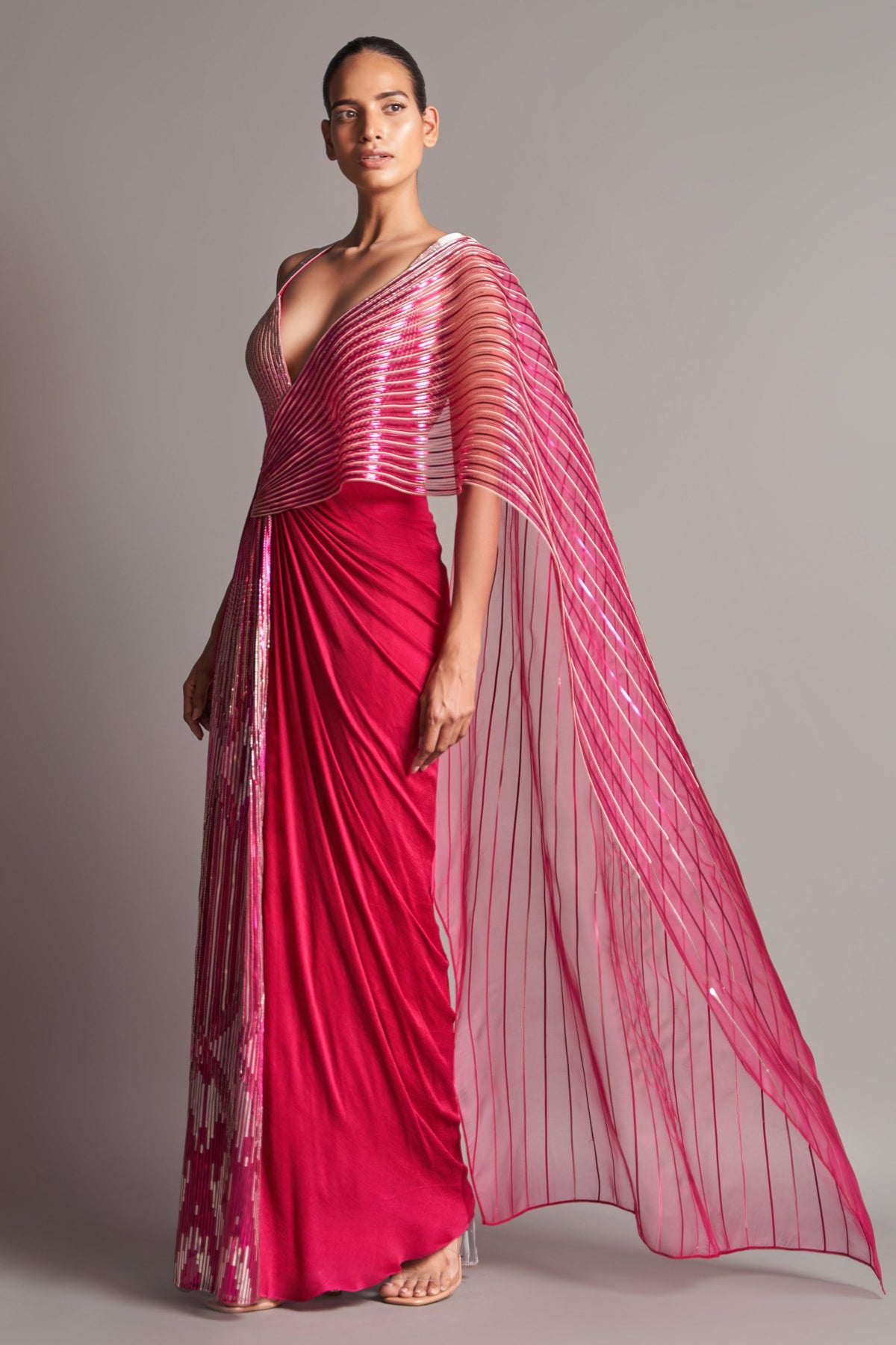 Metallic winged saree