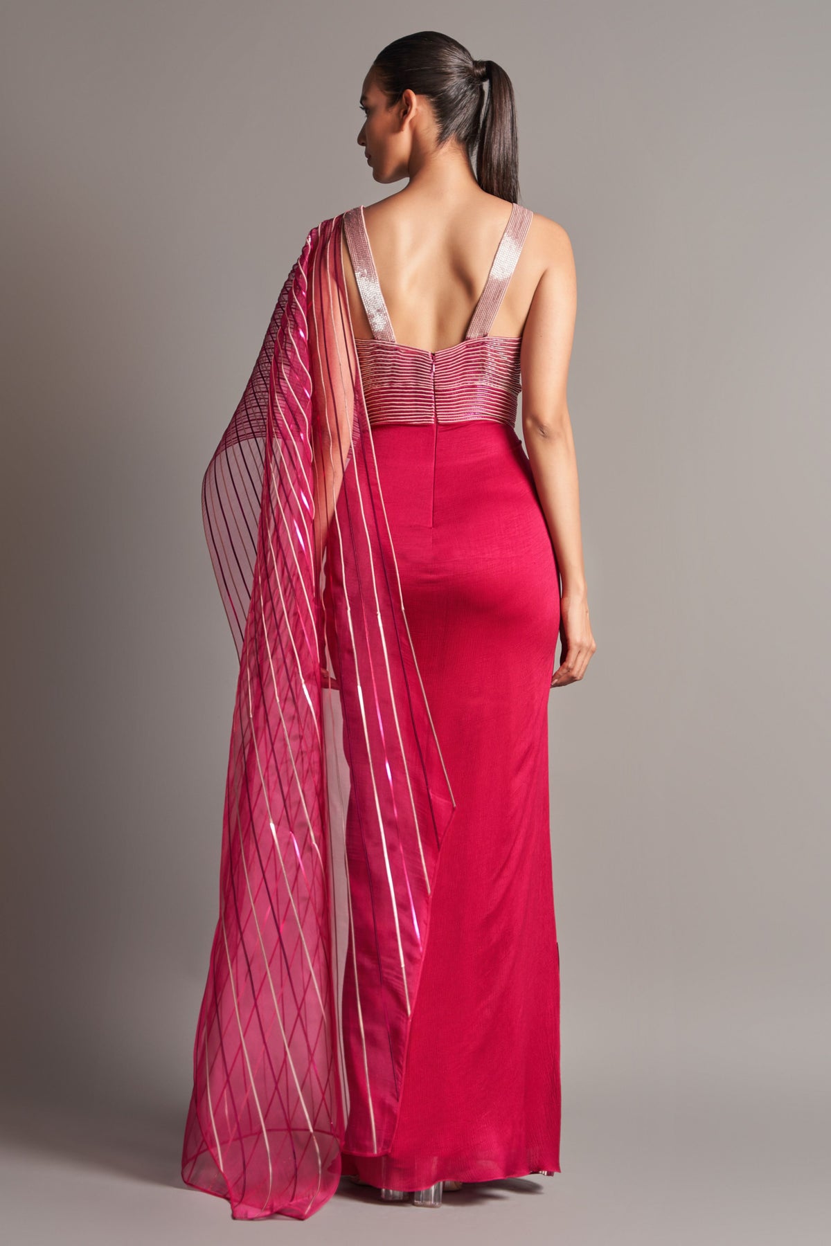Metallic winged saree