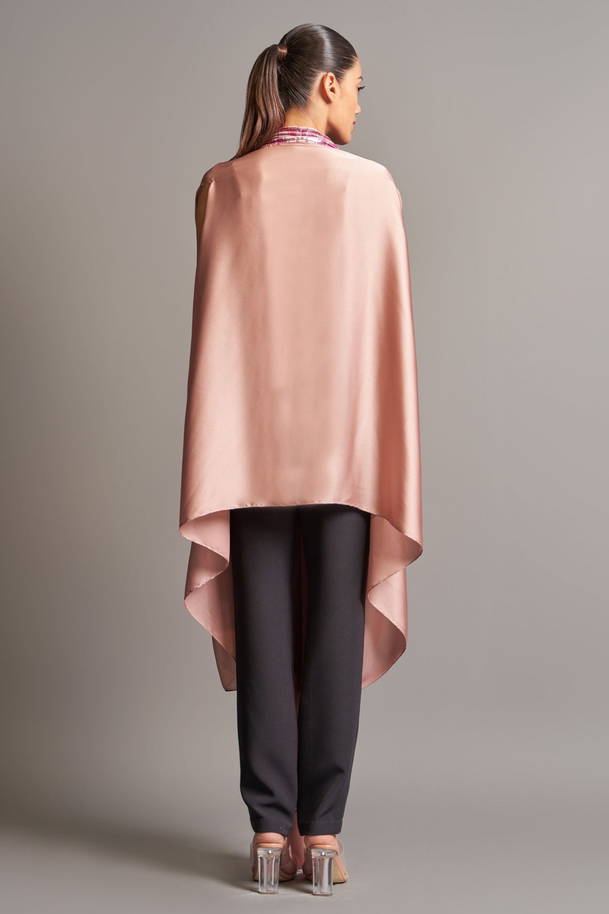 Metallic draped cape