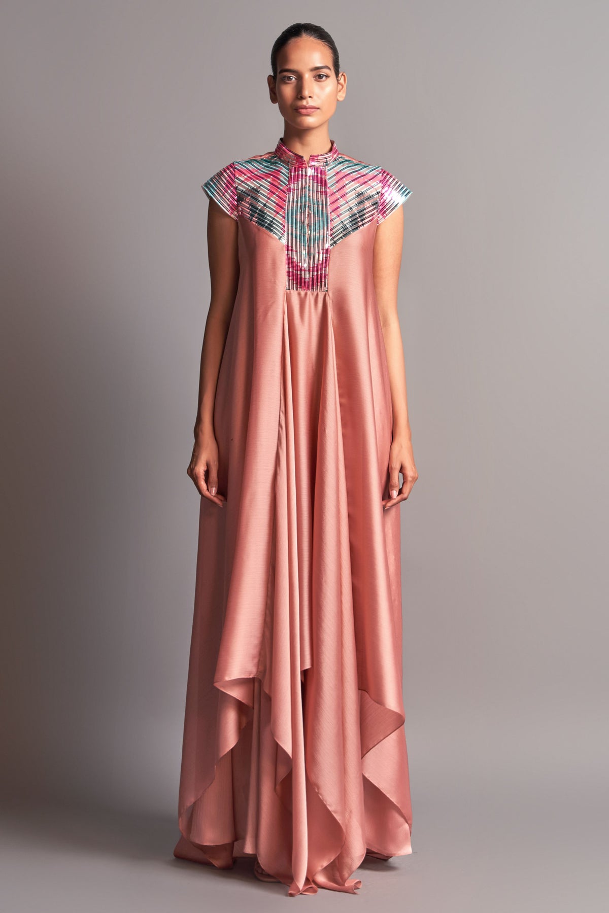 Metallic draped dress