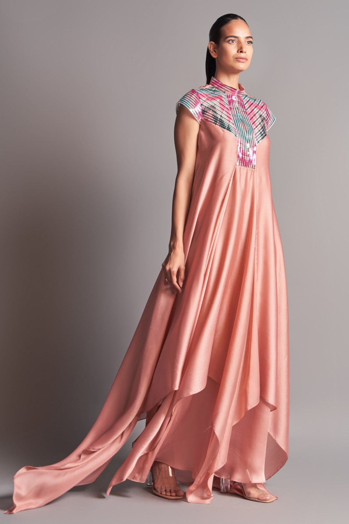 Metallic draped dress