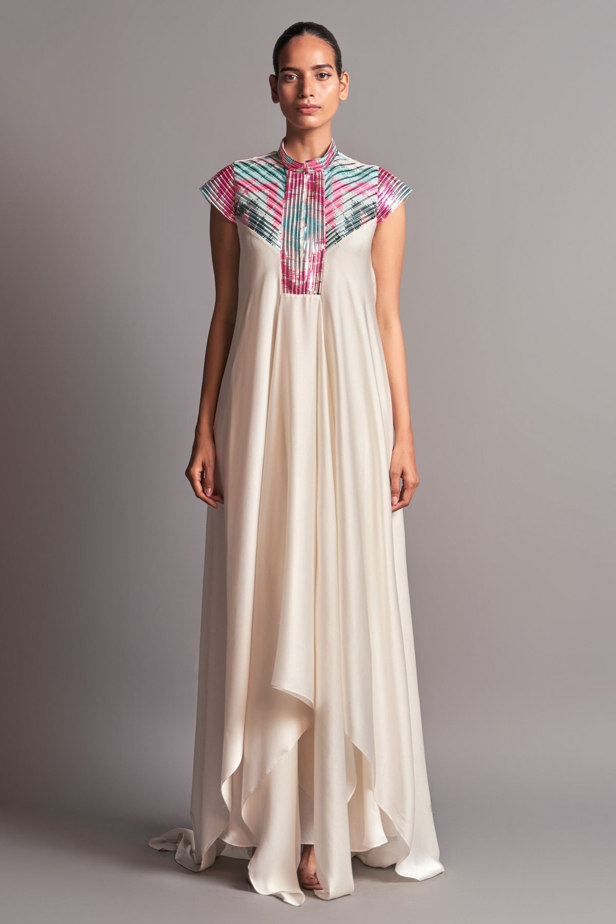 Metallic draped dress