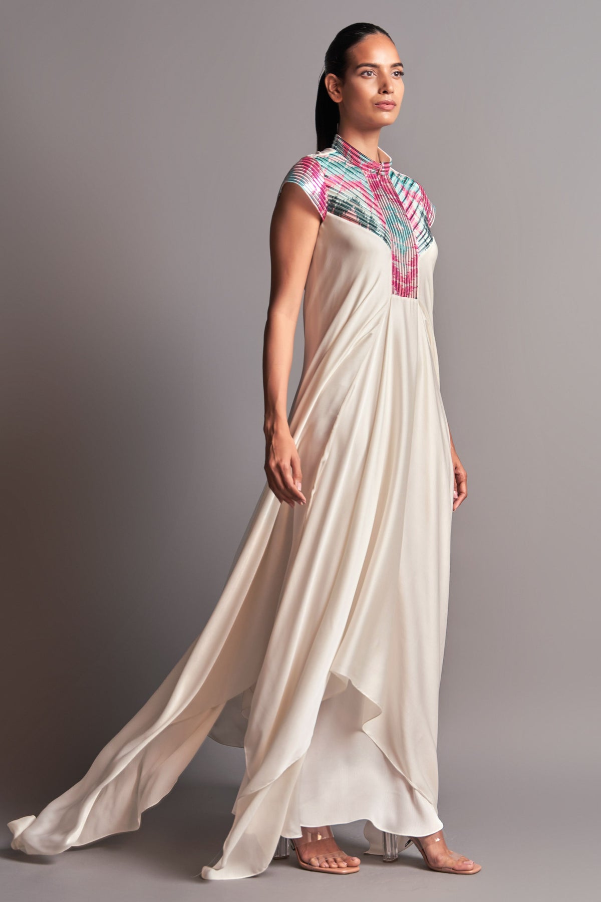 Metallic draped dress
