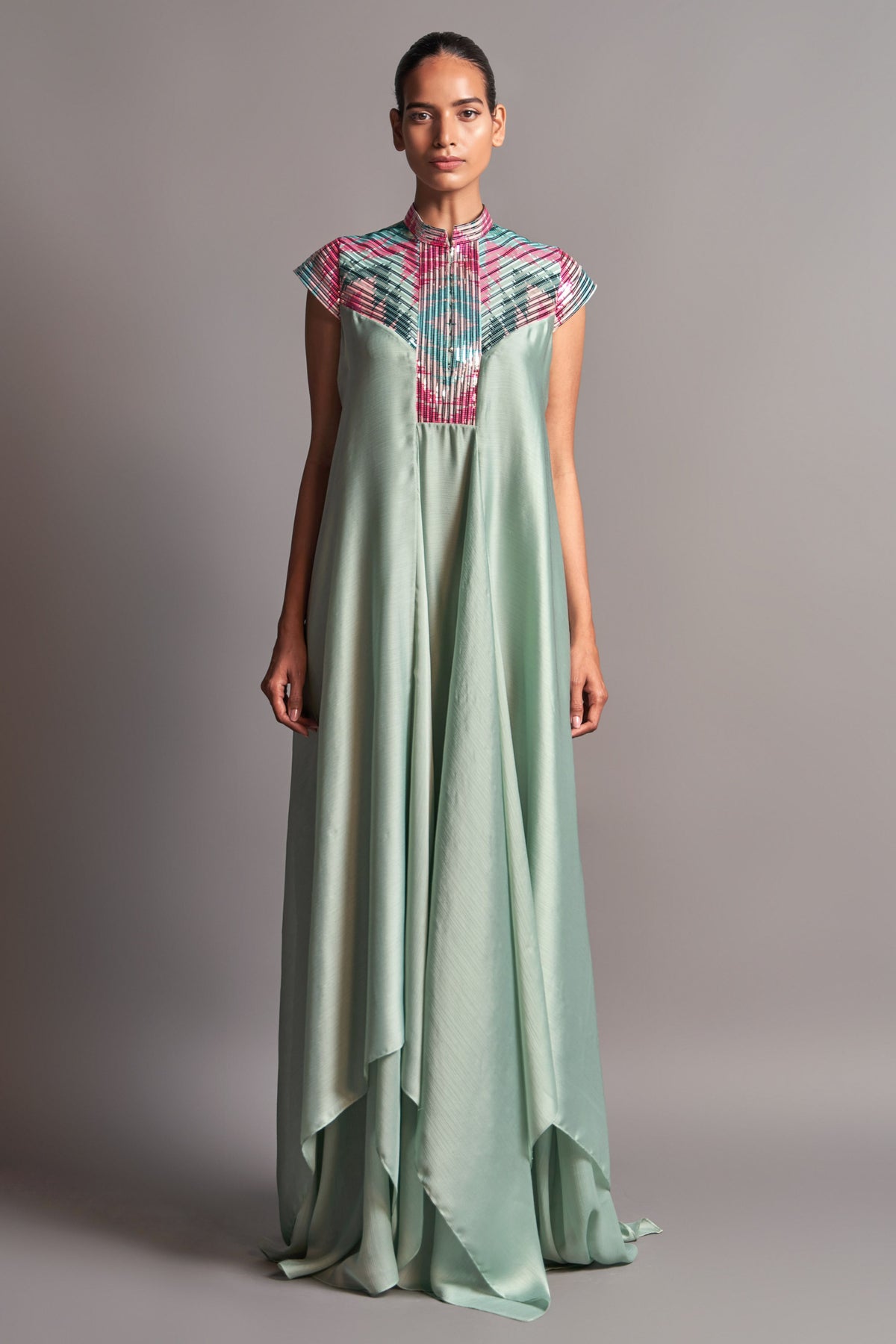 Metallic draped dress