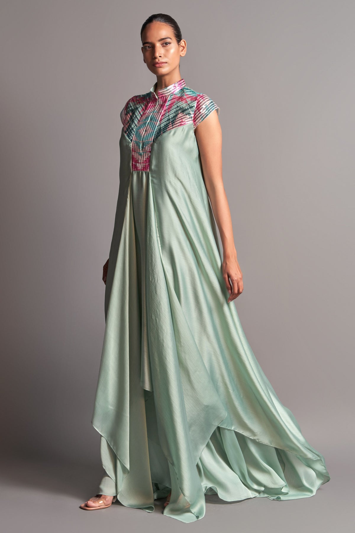 Metallic draped dress