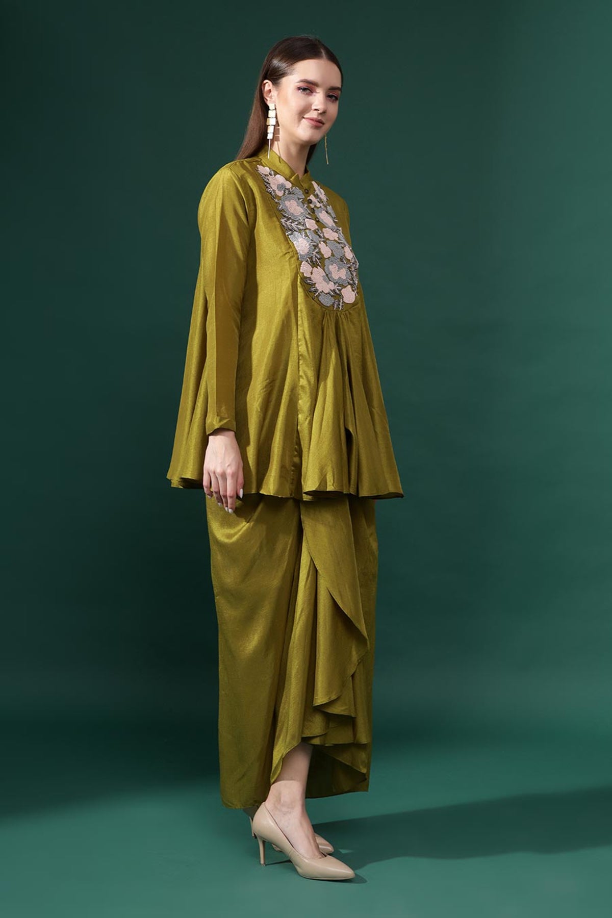 Matka  Silk  Tunic Skirt Set