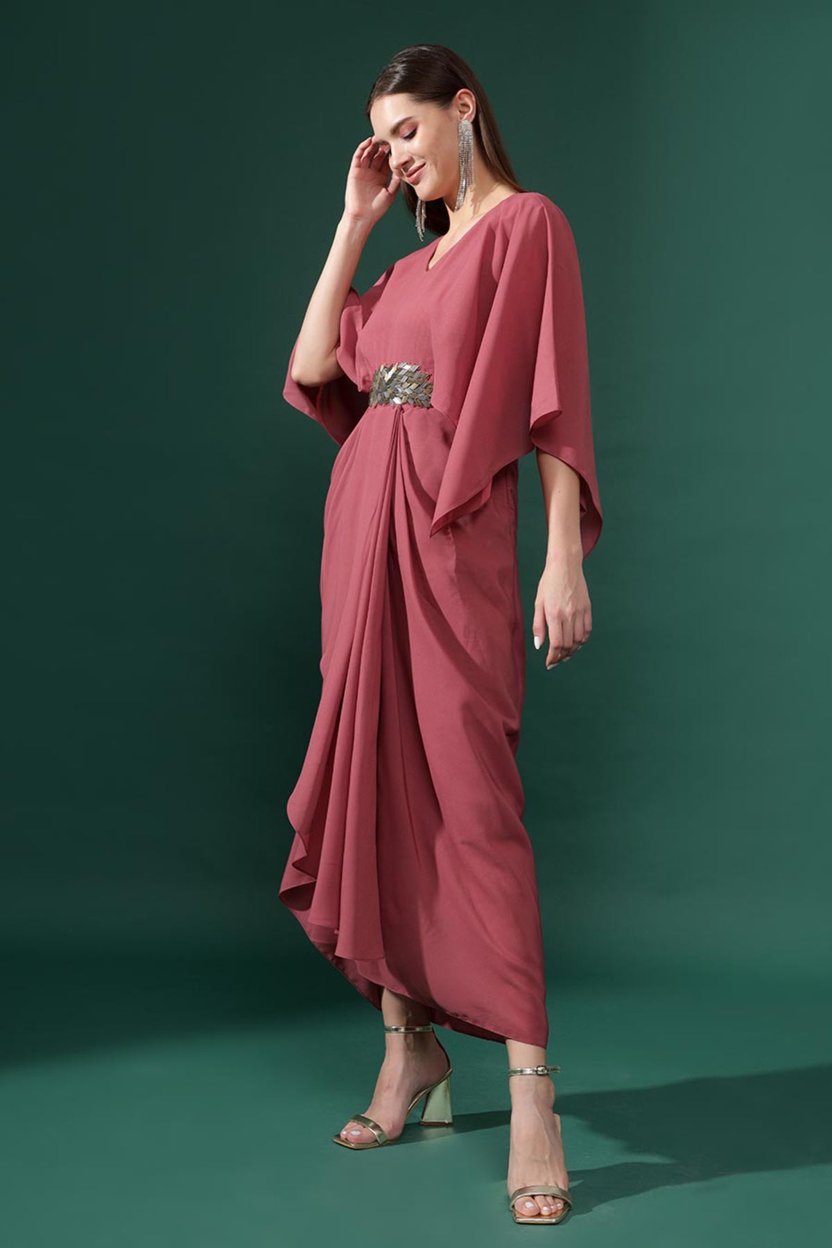 Pink Sara Drape Dress