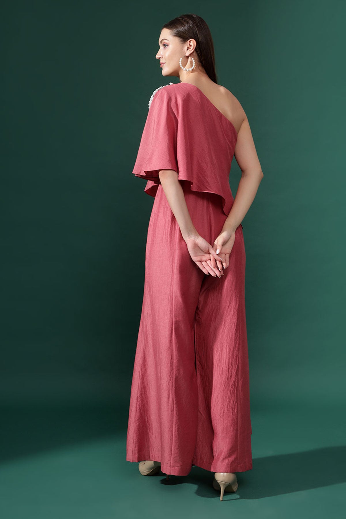 Pink One Shoulder Jumpsuit