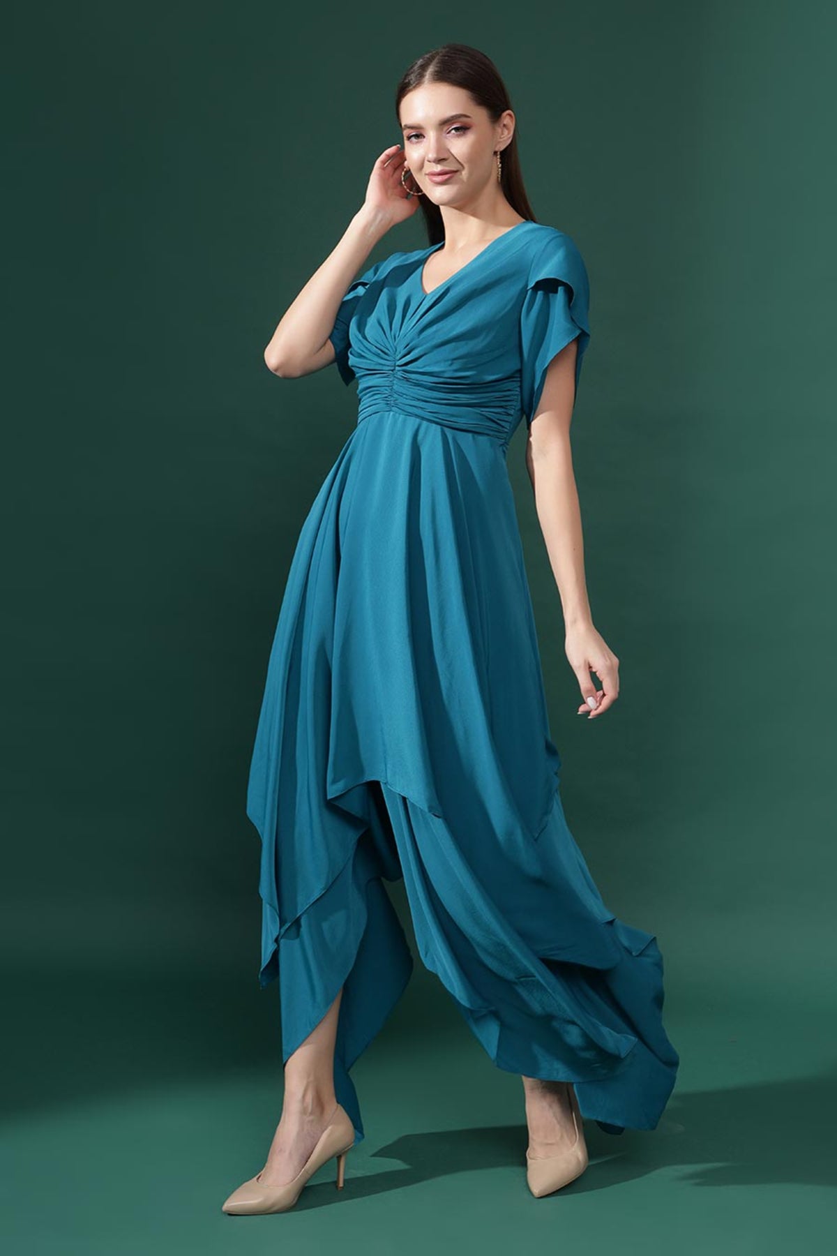 Blue Handkercheif Draped Dress