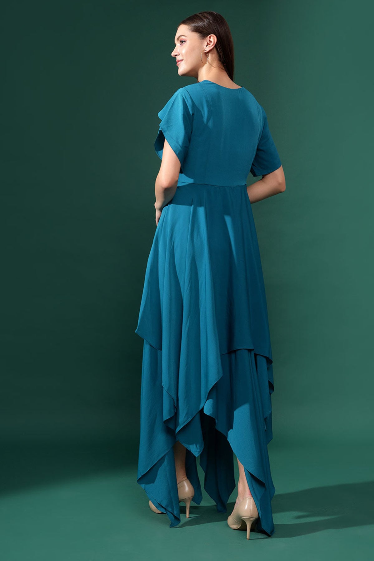 Blue Handkercheif Draped Dress