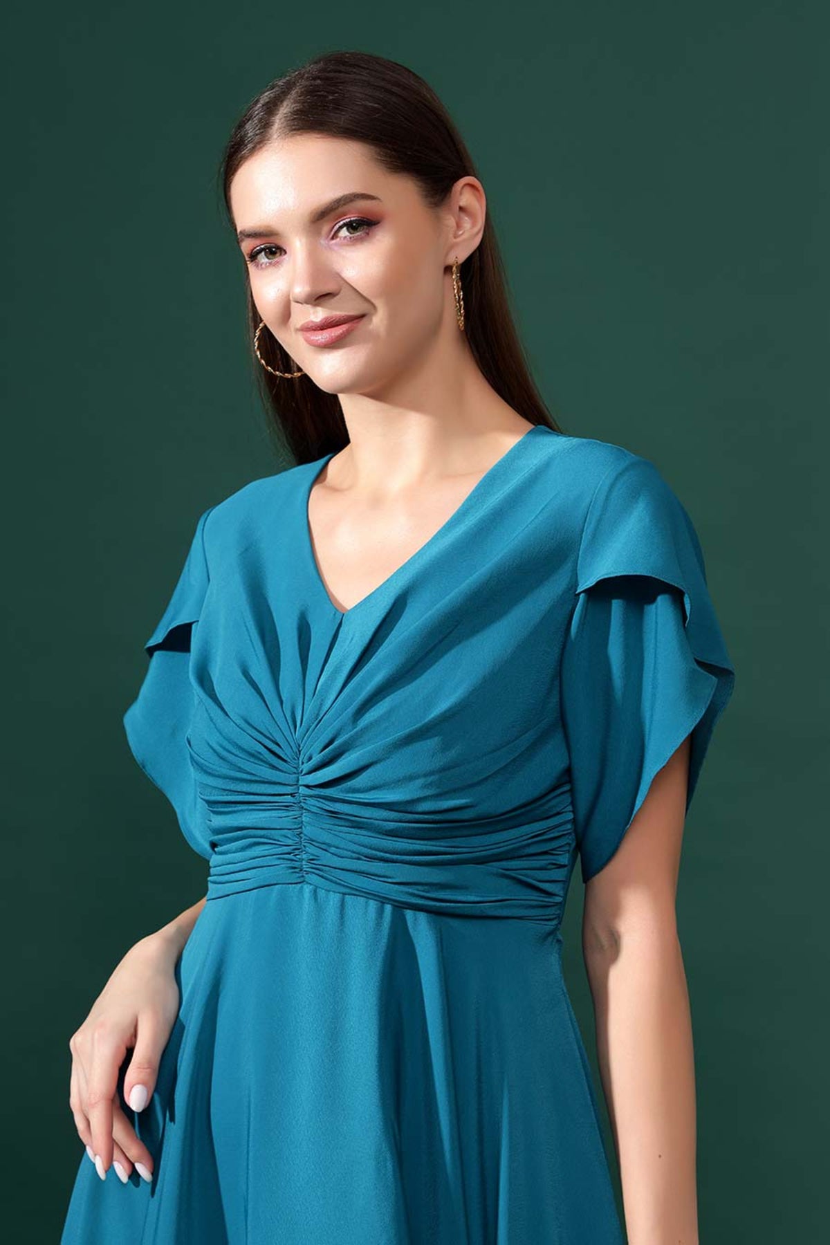 Blue Handkercheif Draped Dress