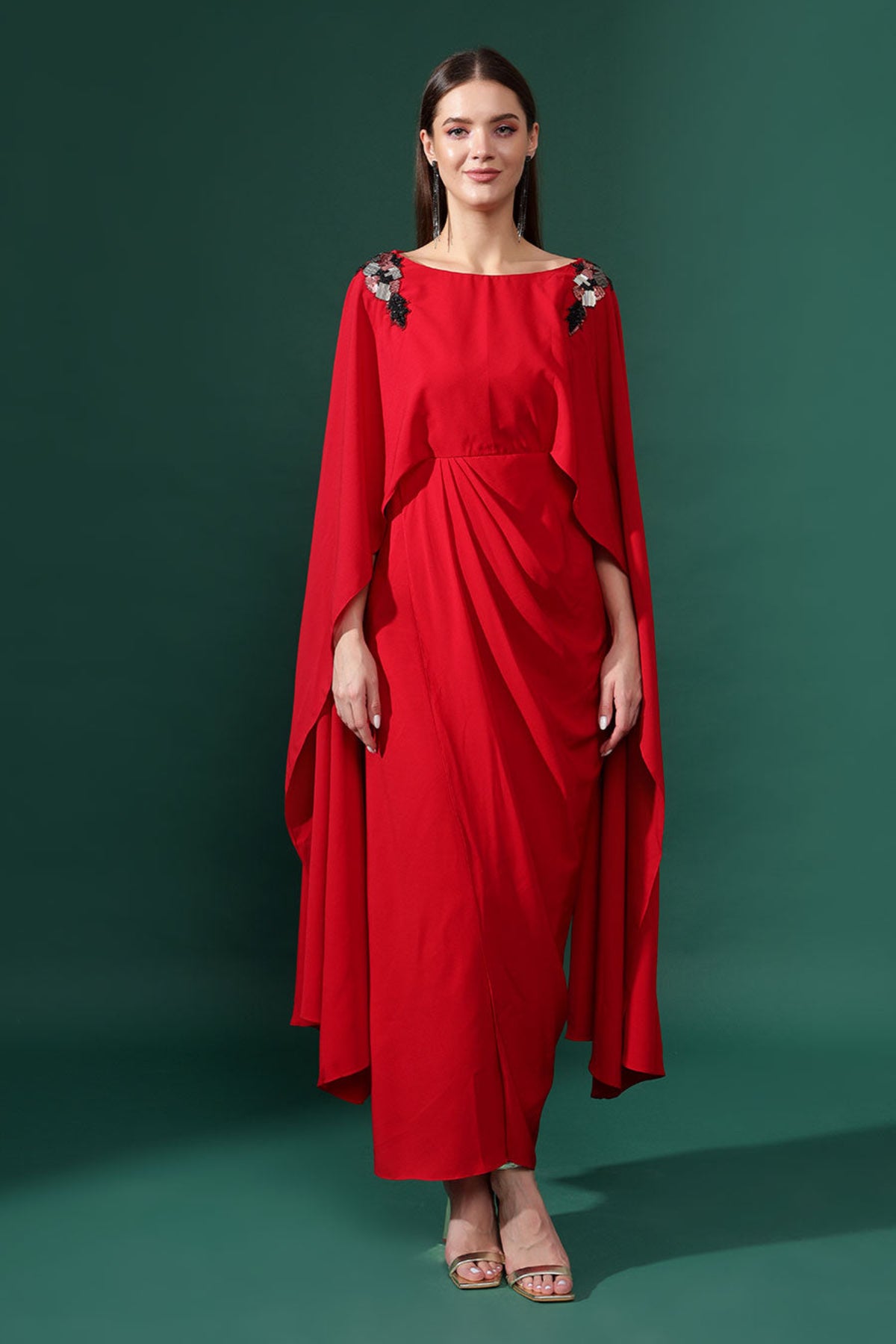 Red Lounge Draped Dress