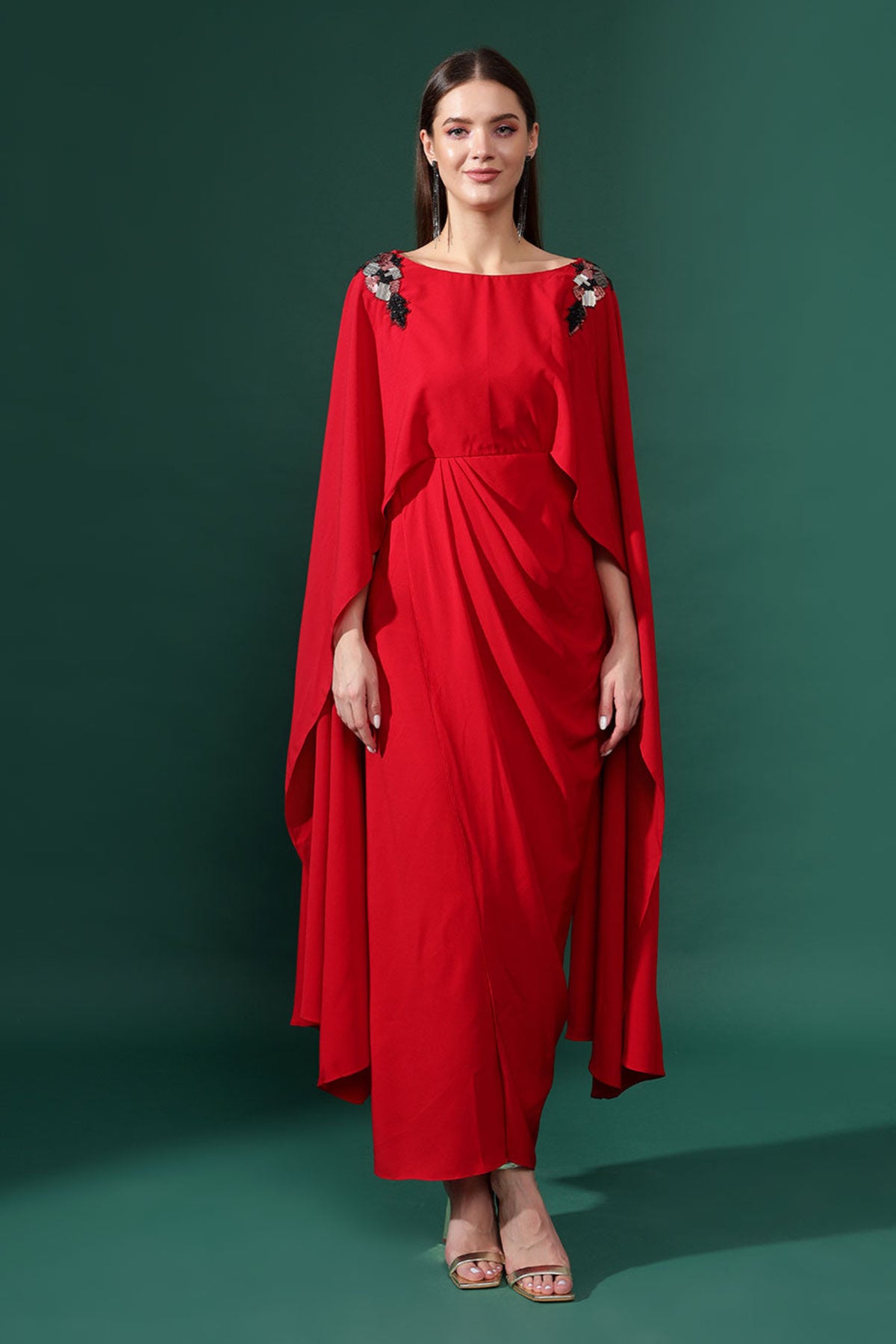 Red Lounge Draped Dress