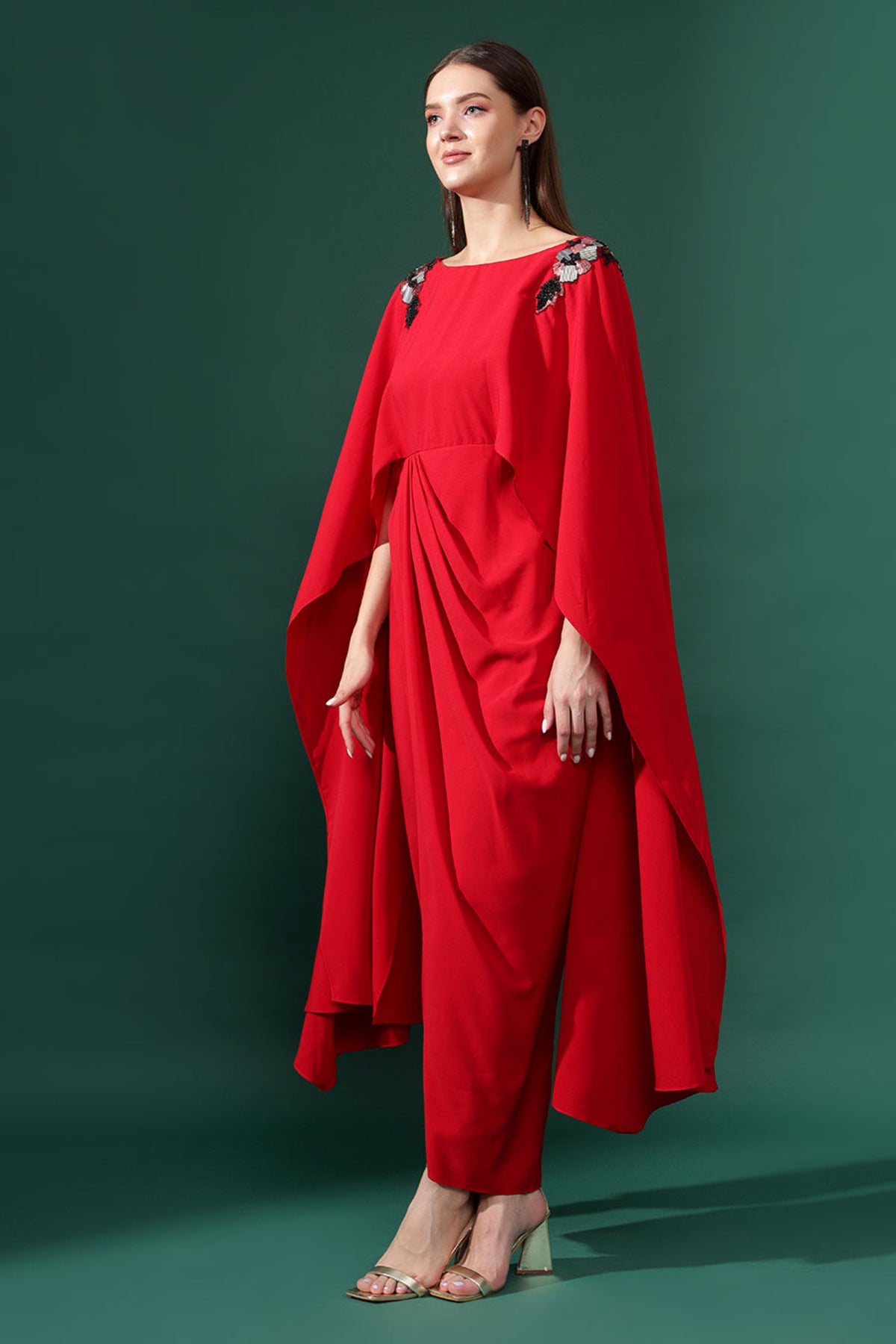 Red Lounge Draped Dress