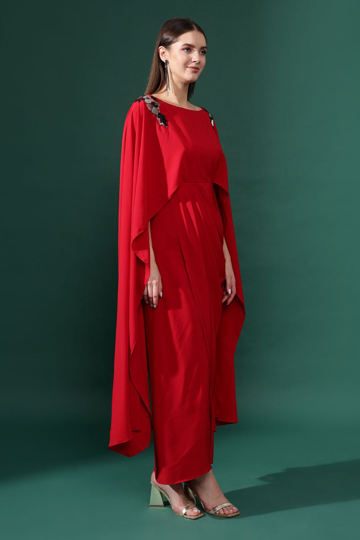 Red Lounge Draped Dress