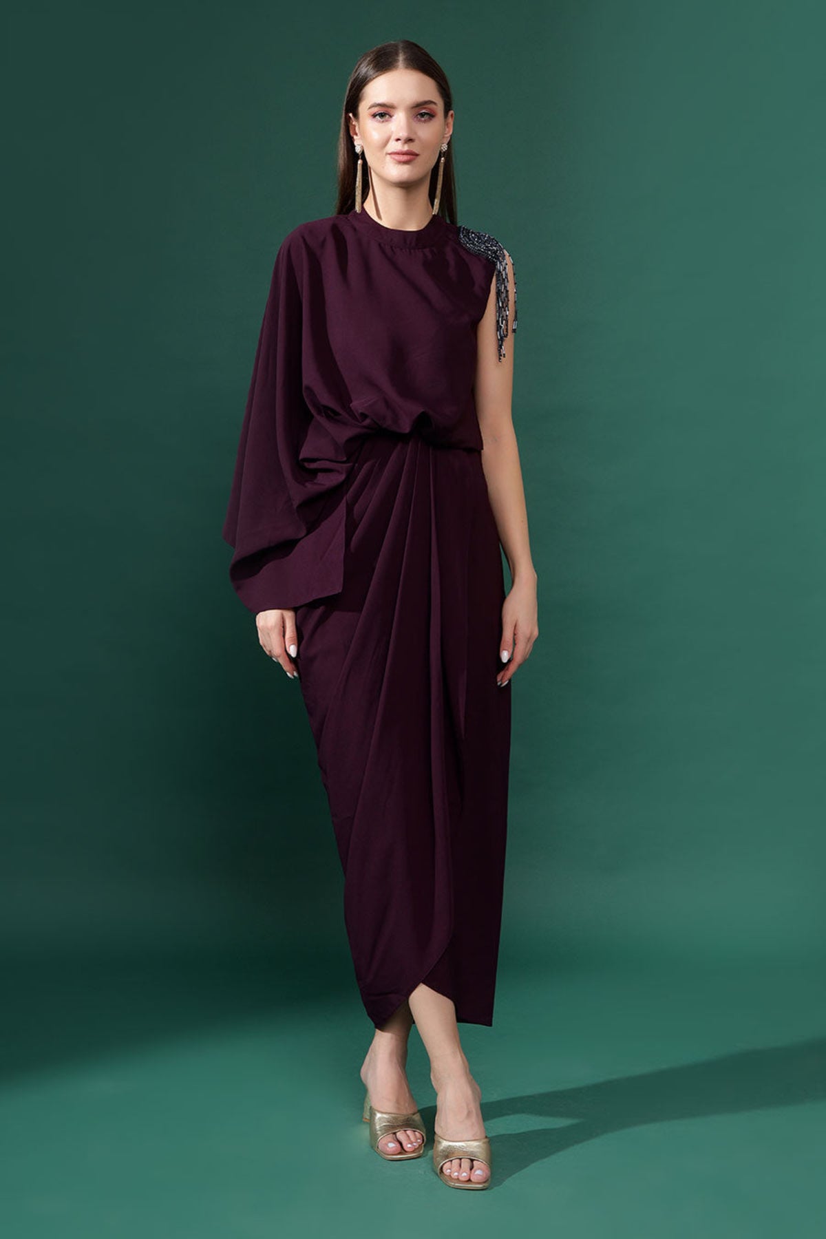 Purple Draped Dress