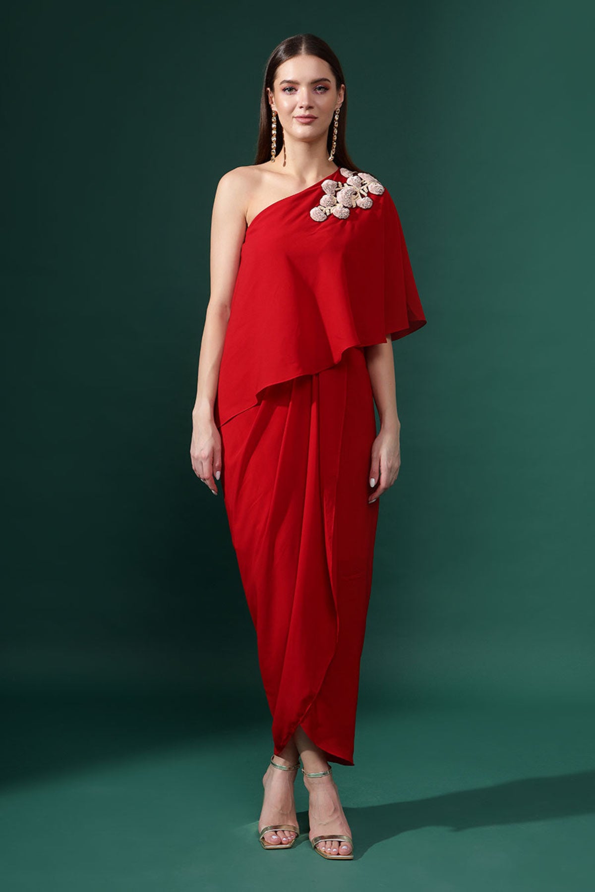 Red Floral Embellished Dress