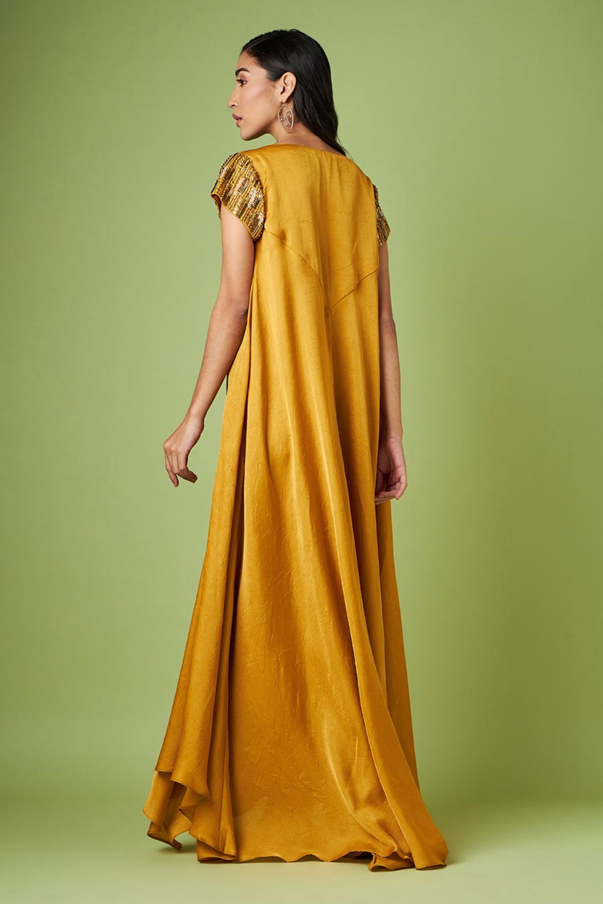 Mustard Embellished Maxi Dress