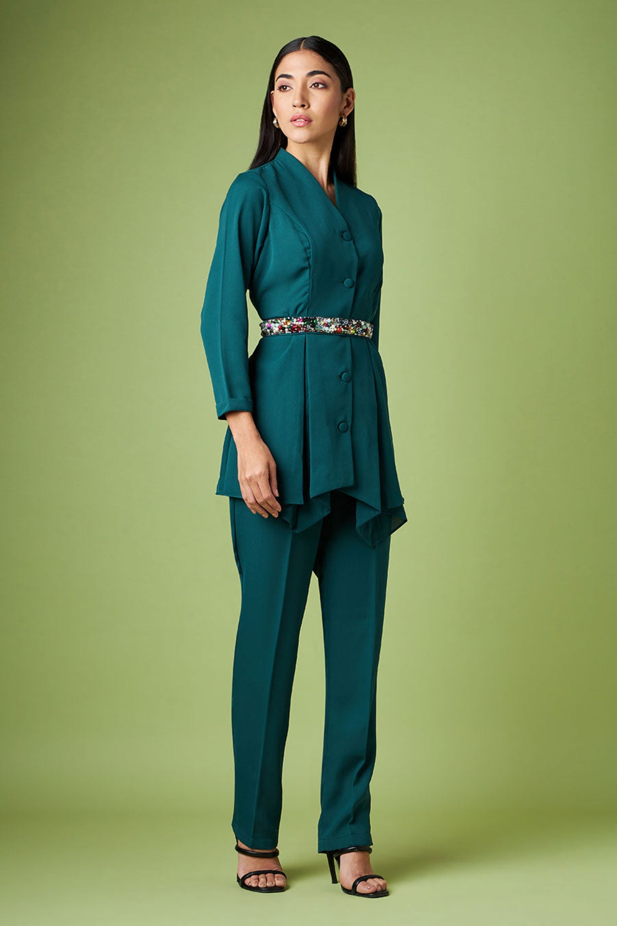 Box Pleat Blazer Pant Suit