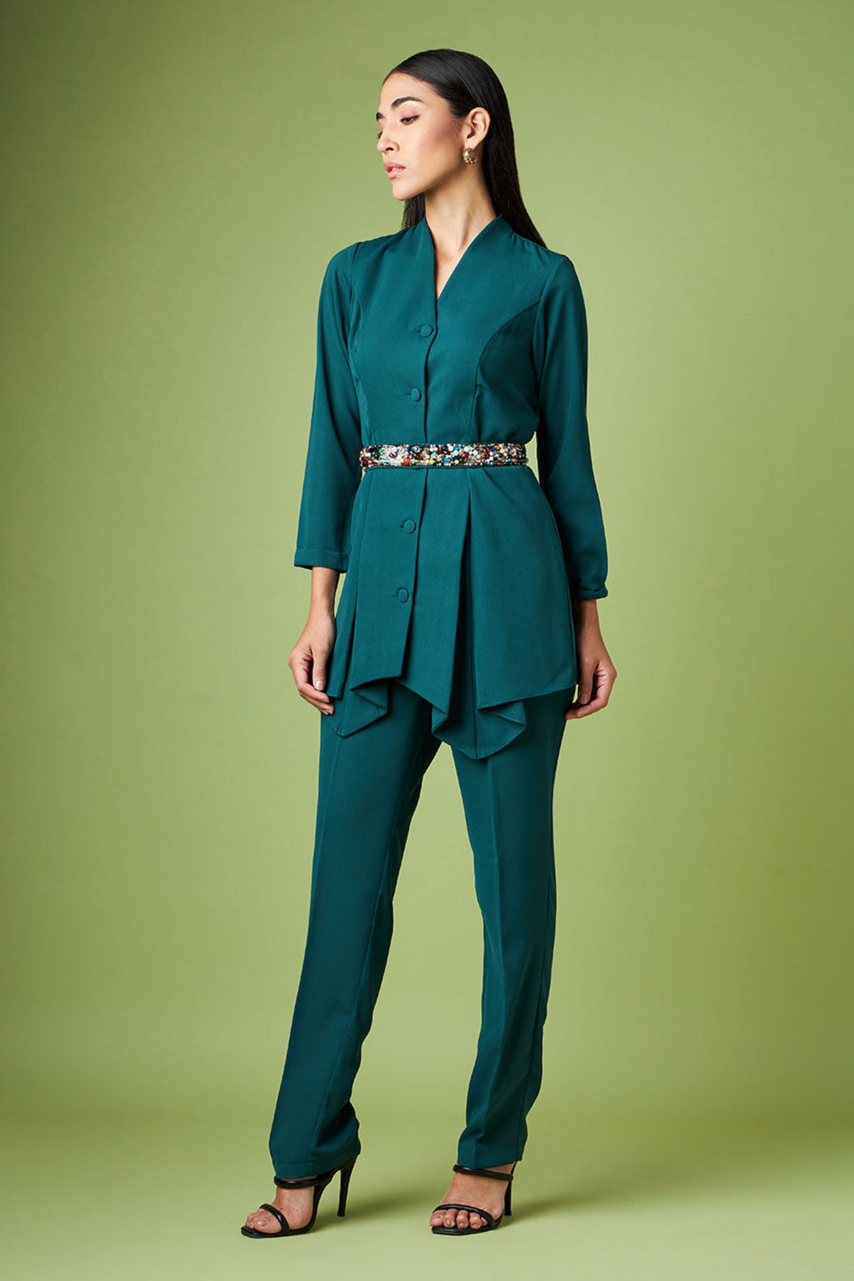 Box Pleat Blazer Pant Suit