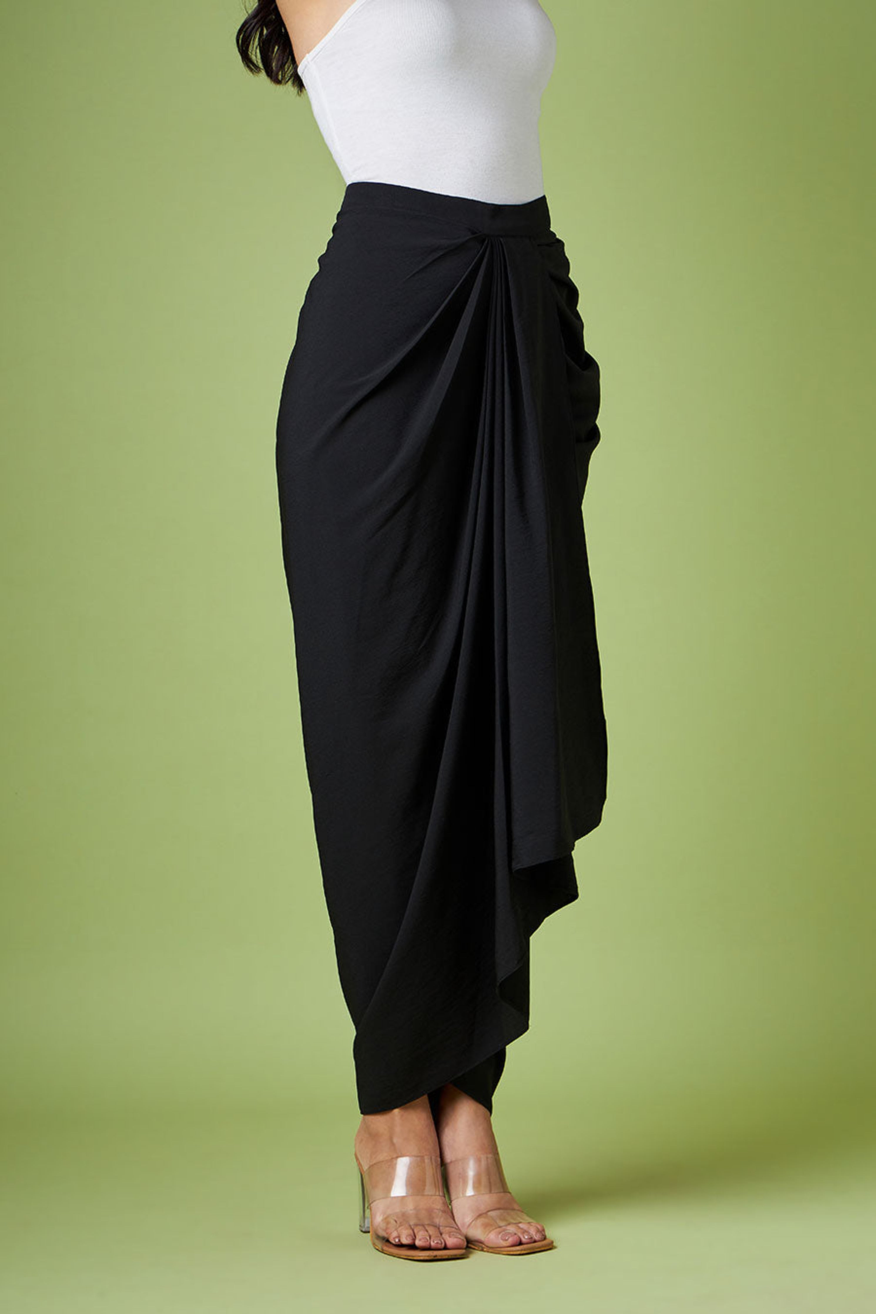 Aakaar Black Drape Skirt Elahe