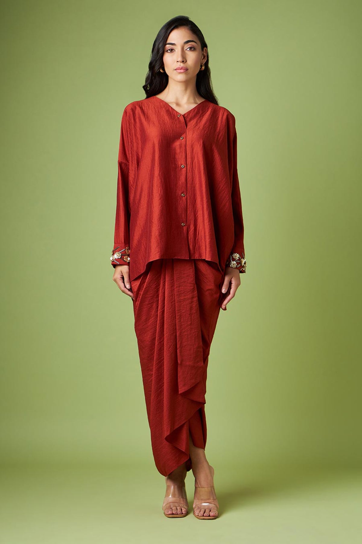 Rust Orange Tunic Skirt Set