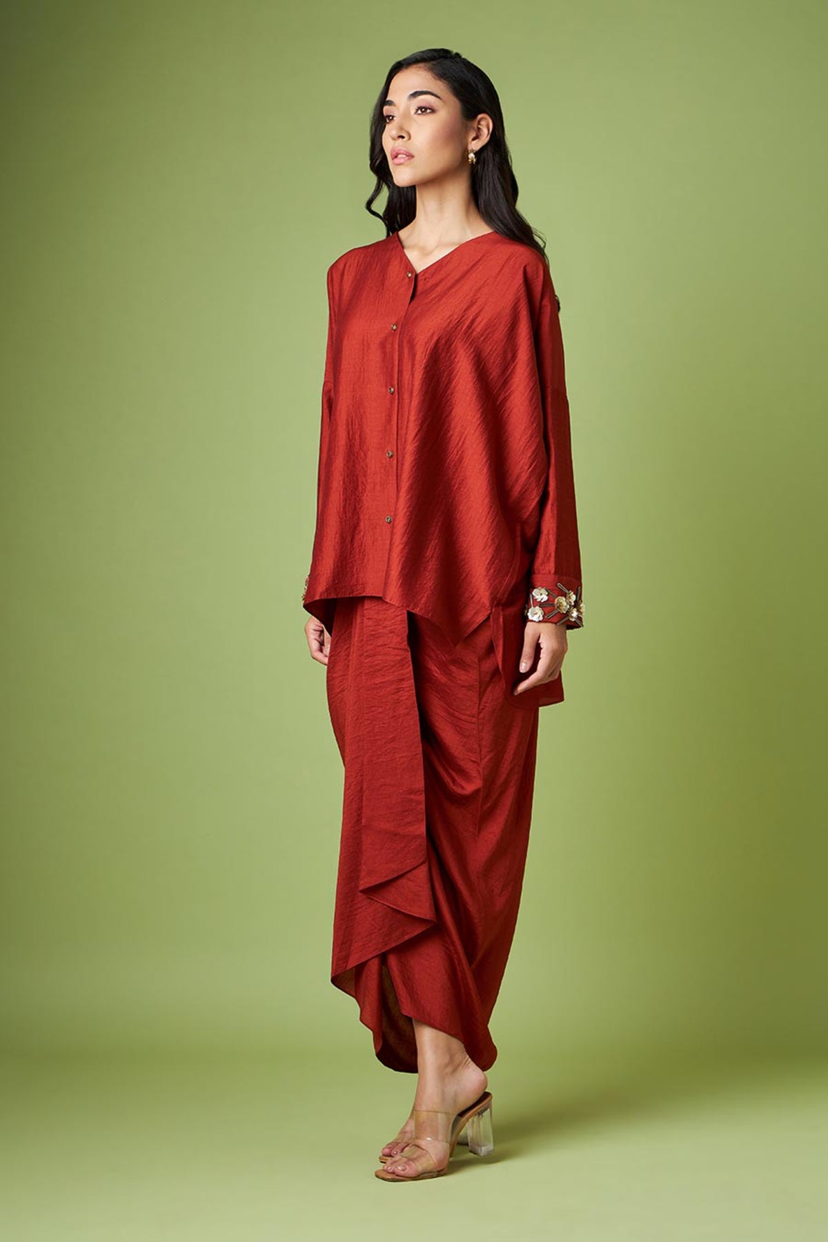Rust Orange Tunic Skirt Set