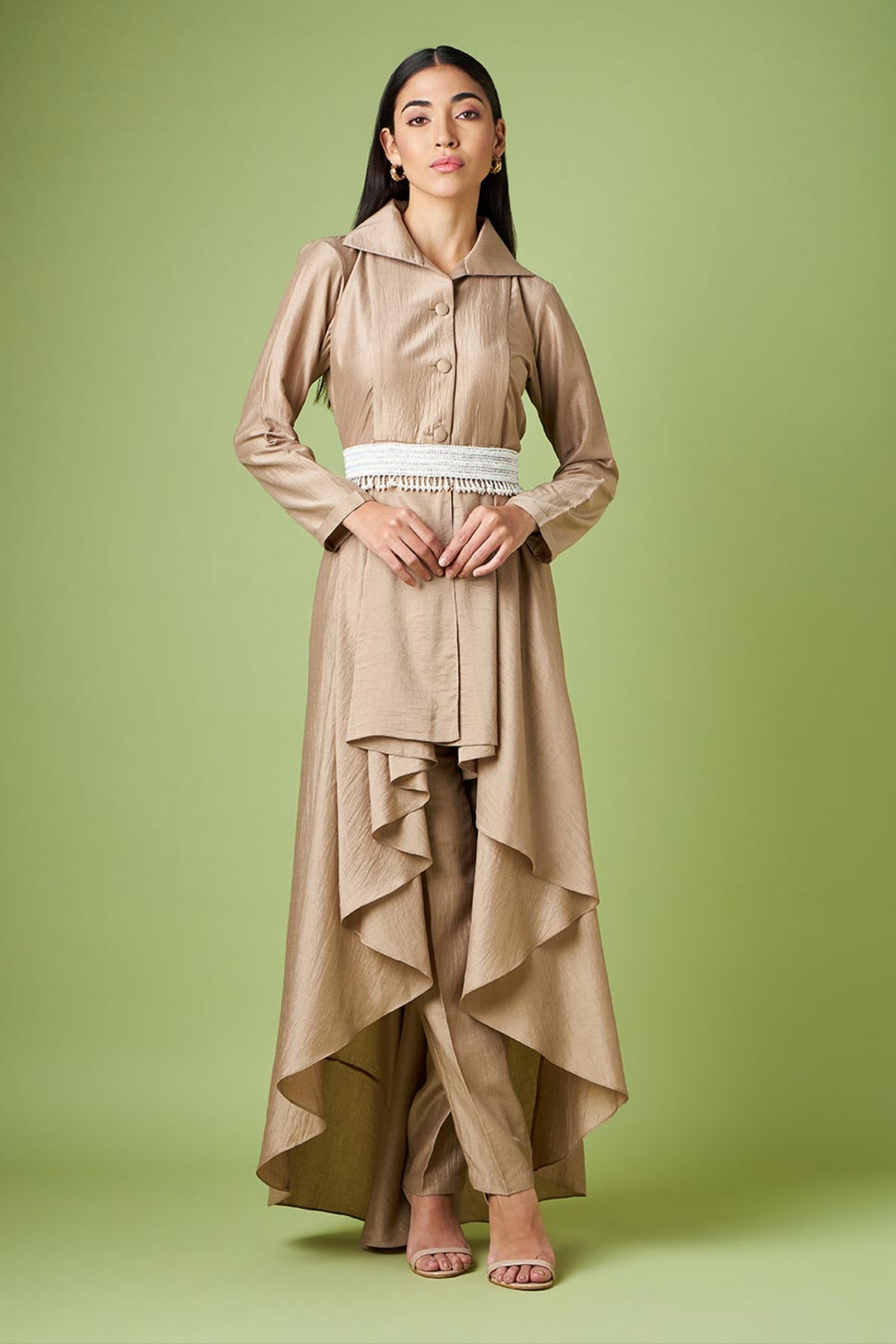 Almond Draped Tunic Co-Ord Set