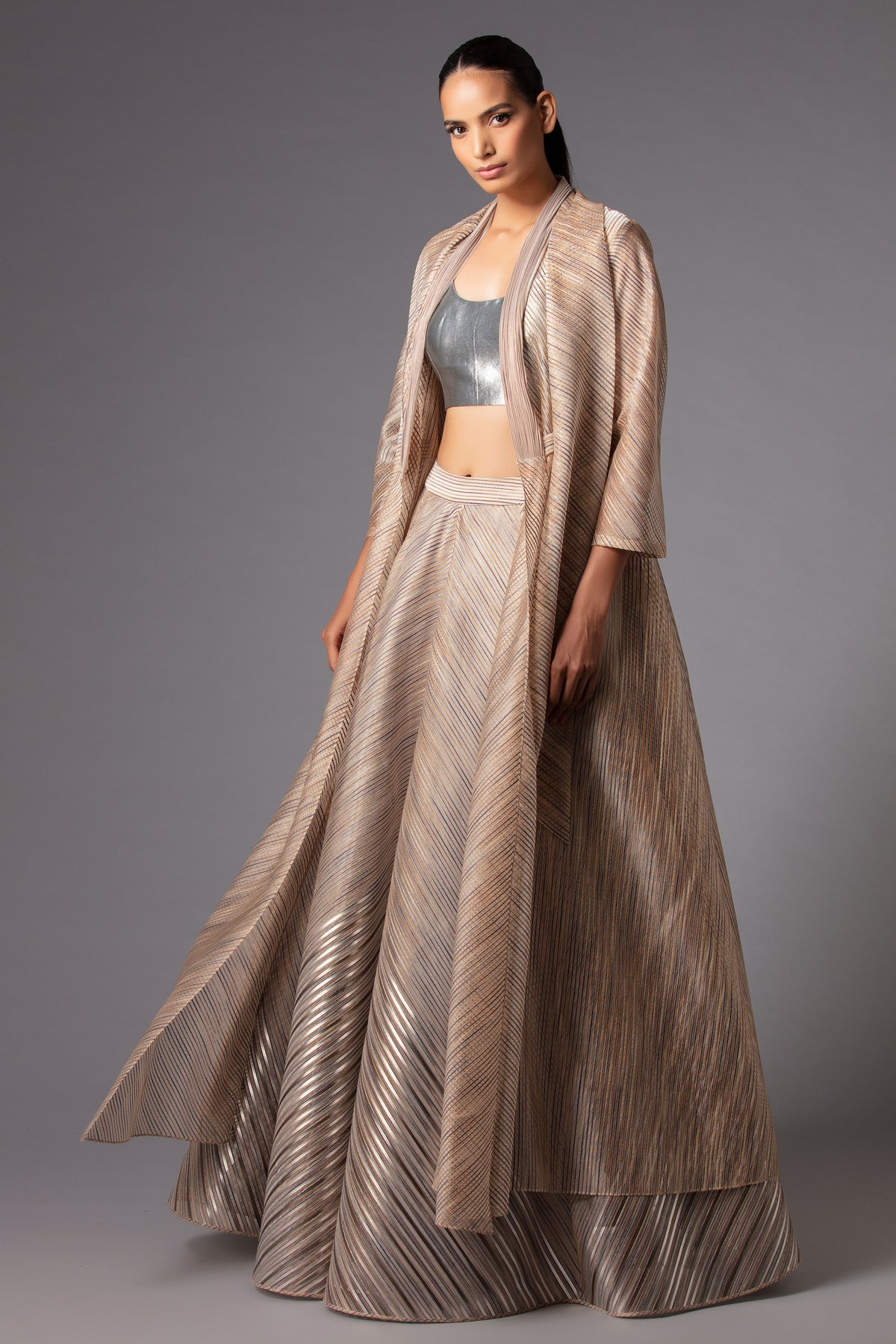 Striped structured lehenga