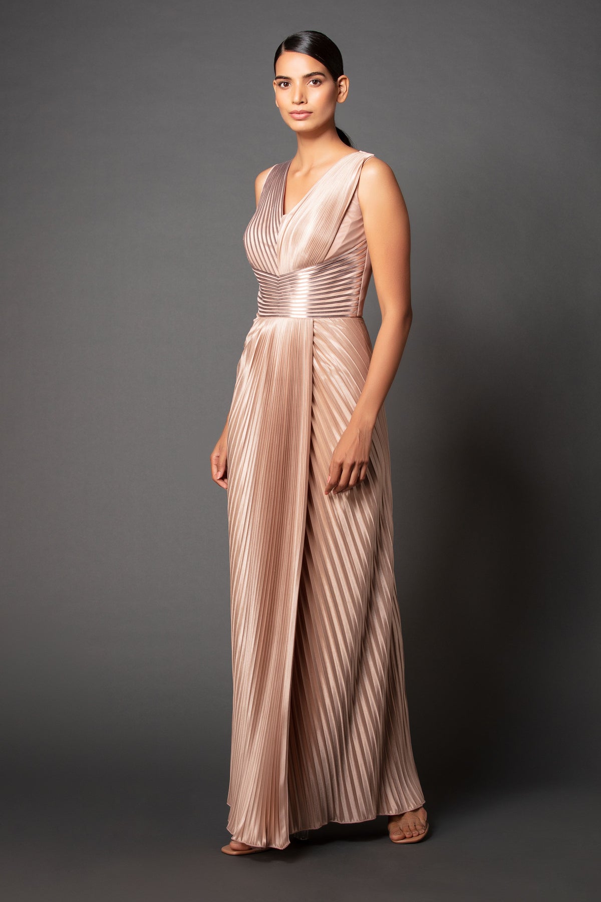 Plissé draped dress