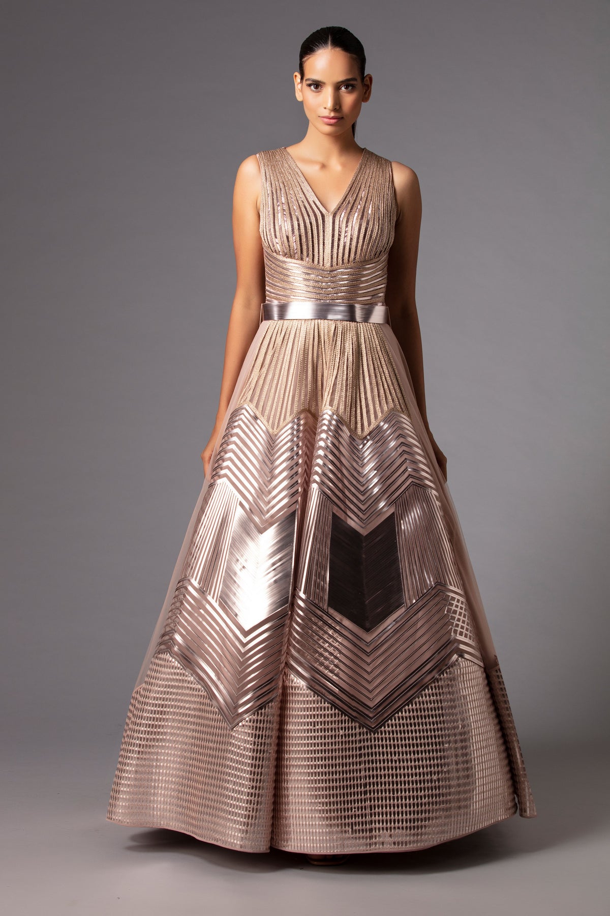 Metallic structured gown