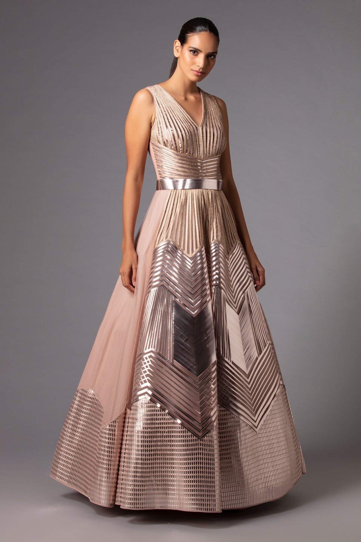 Metallic structured gown