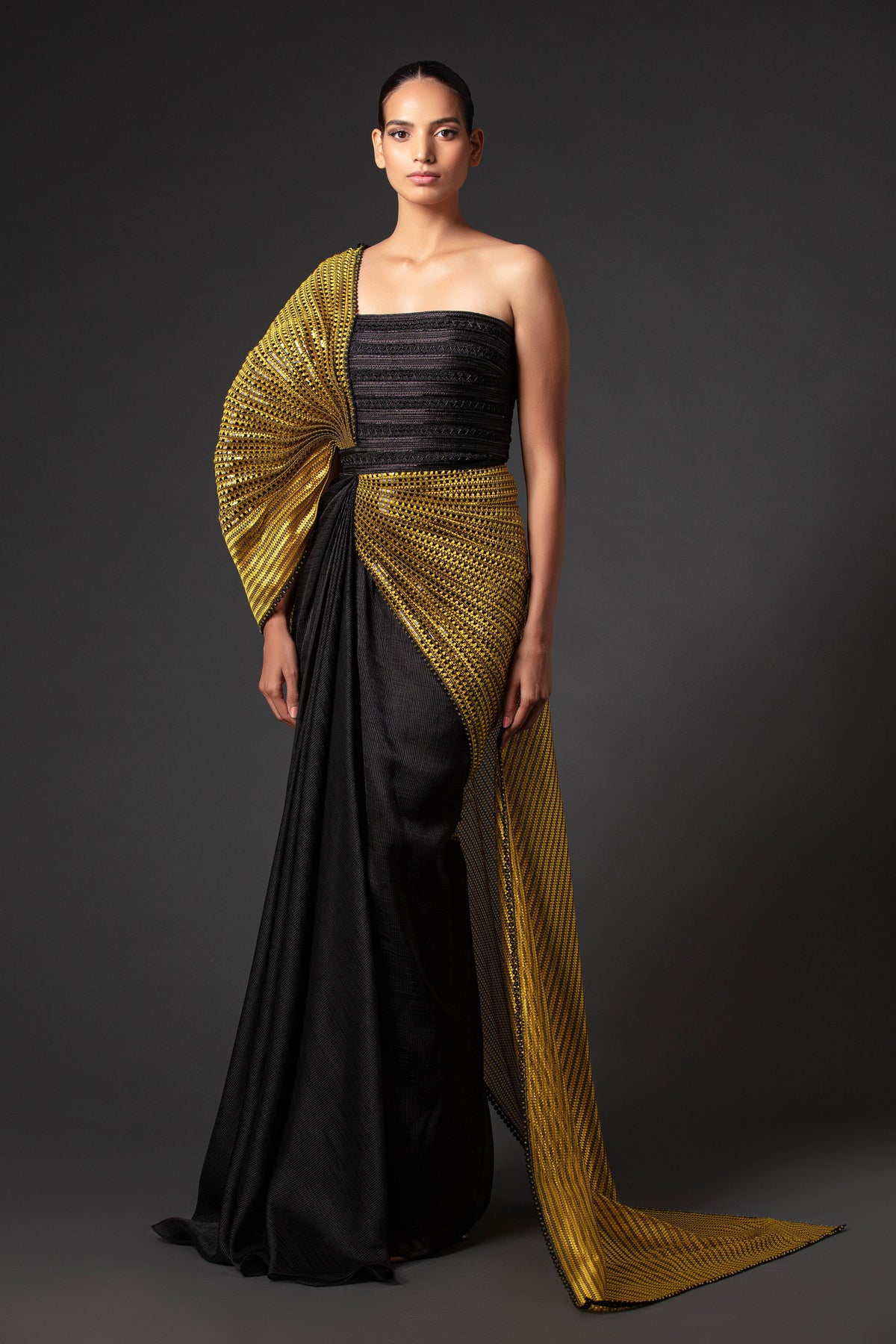 Metallic structured saree