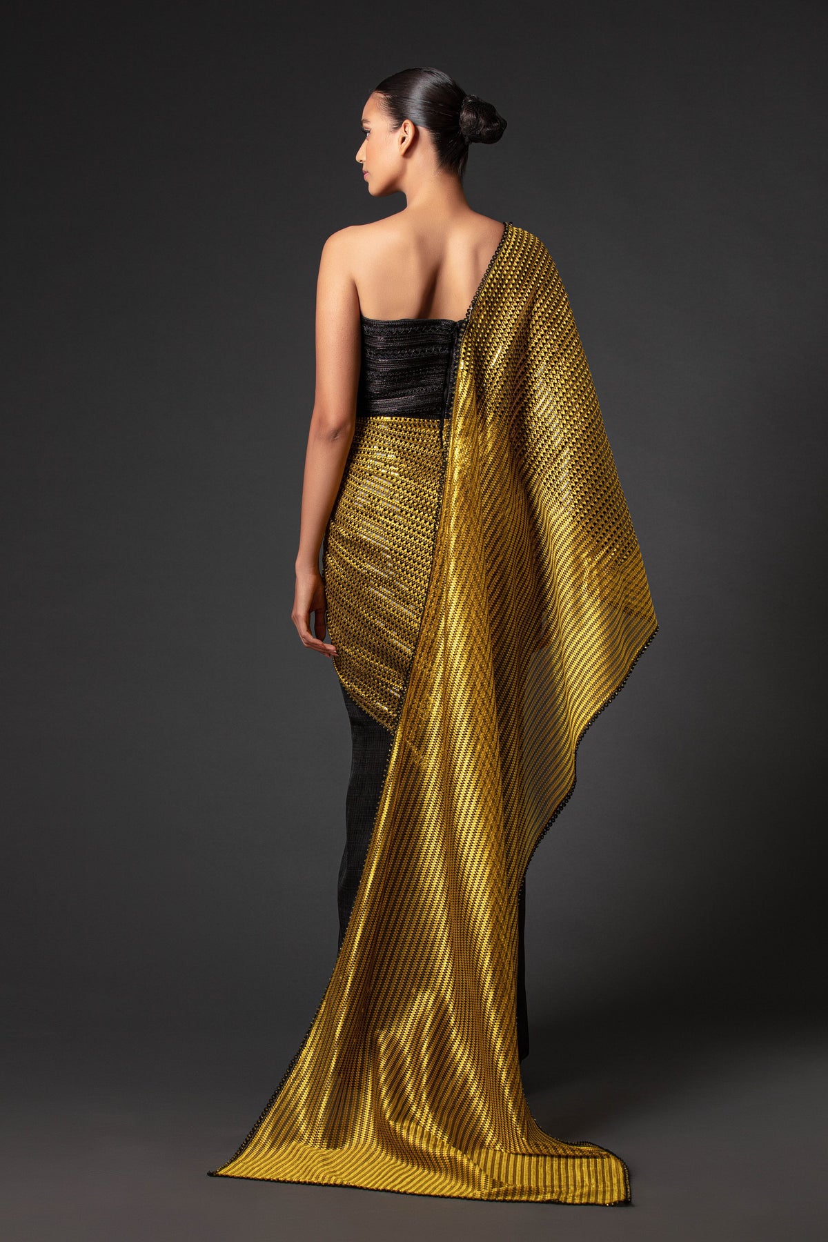 Metallic structured saree