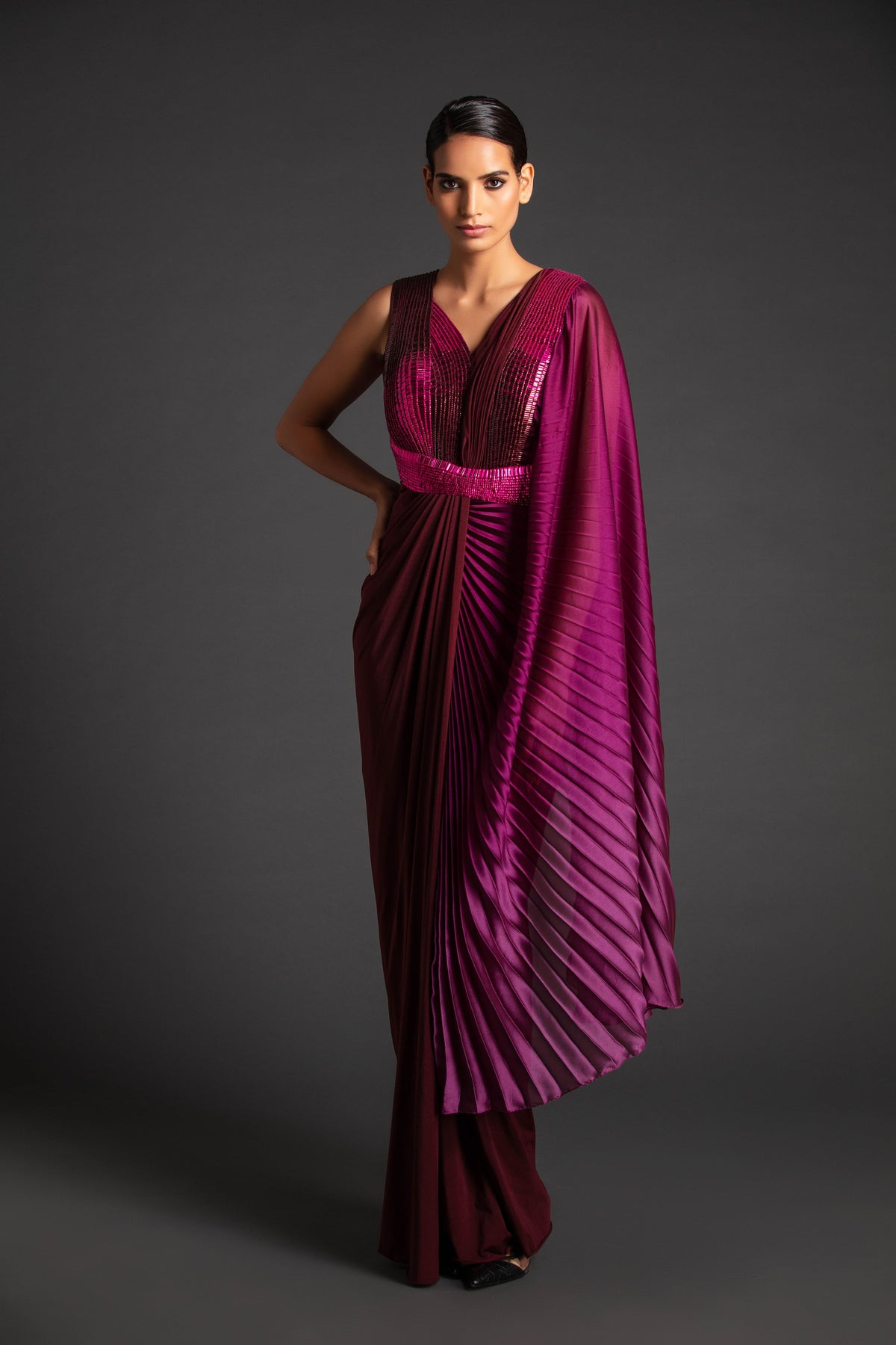 Ombré moulded saree