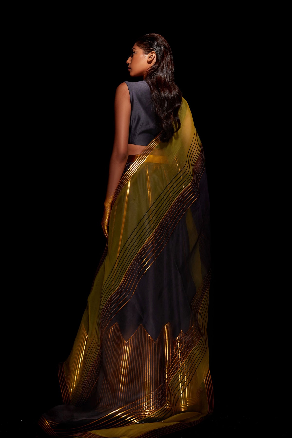 Metallic structured lehenga