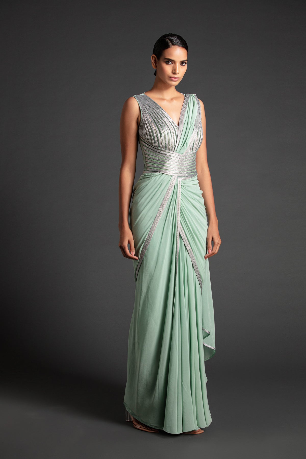 Embroidered moulded saree