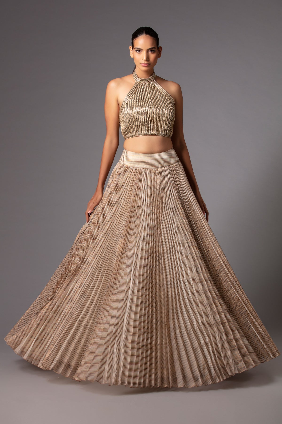 Plissé flowy lehenga