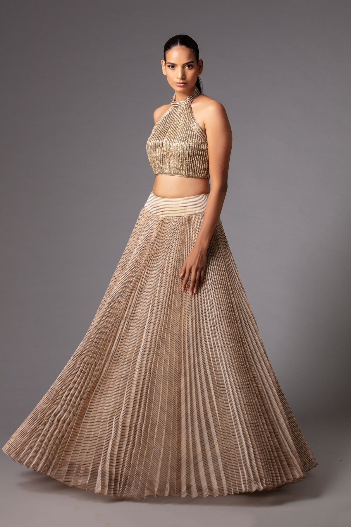 Plissé flowy lehenga