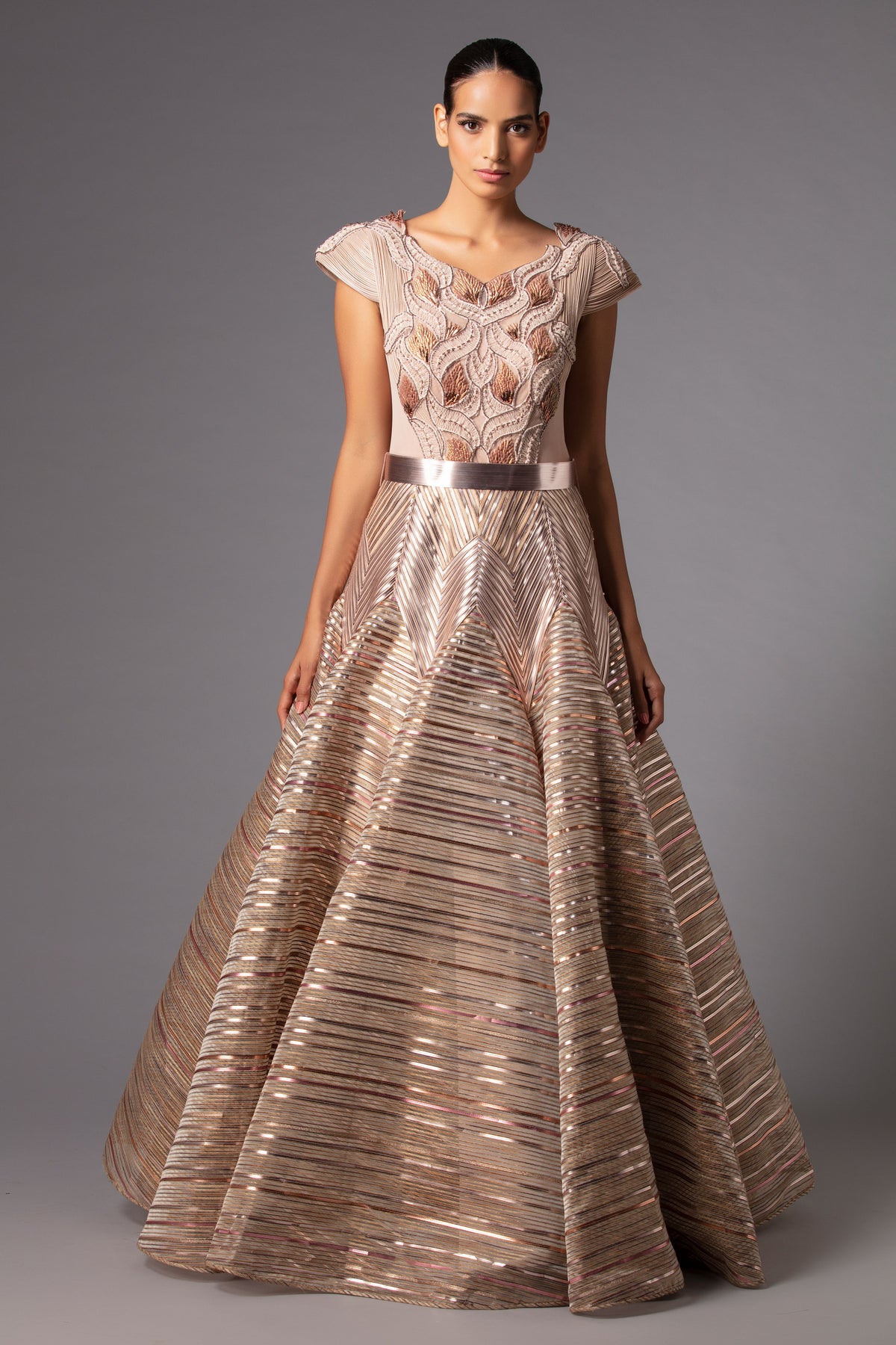 Metallic structured gown