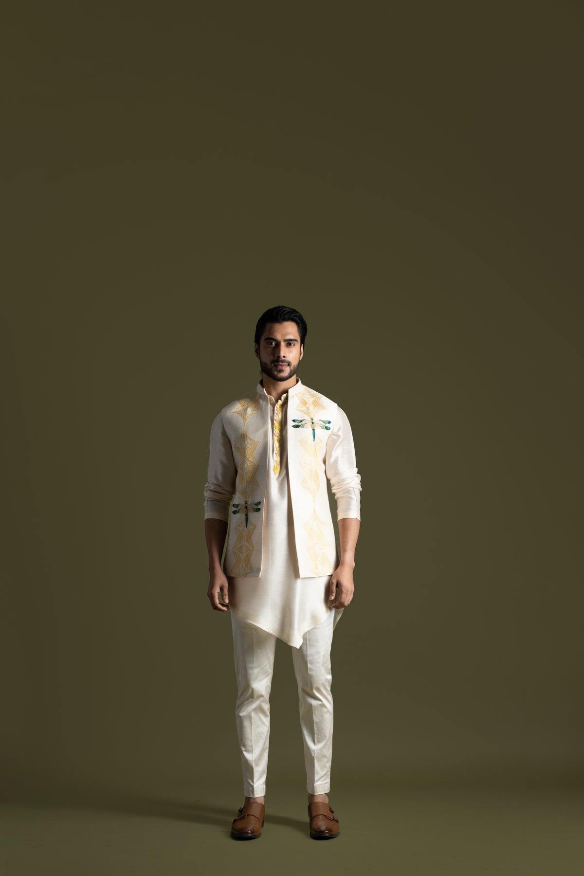 Cream Open Nehru Jacket