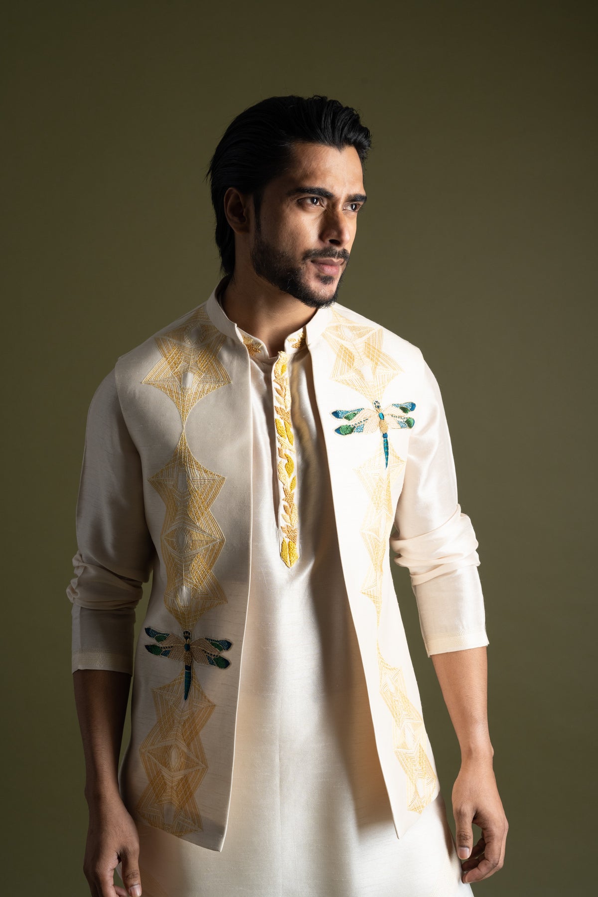 Cream Open Nehru Jacket