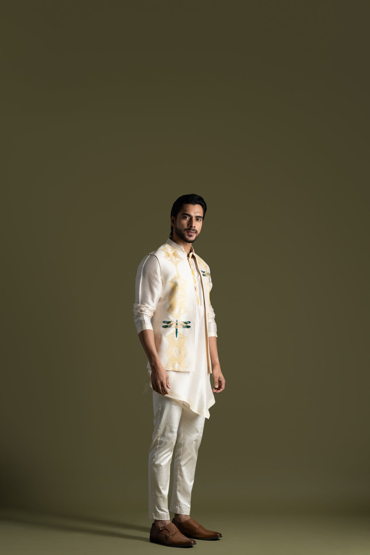 Cream Open Nehru Jacket