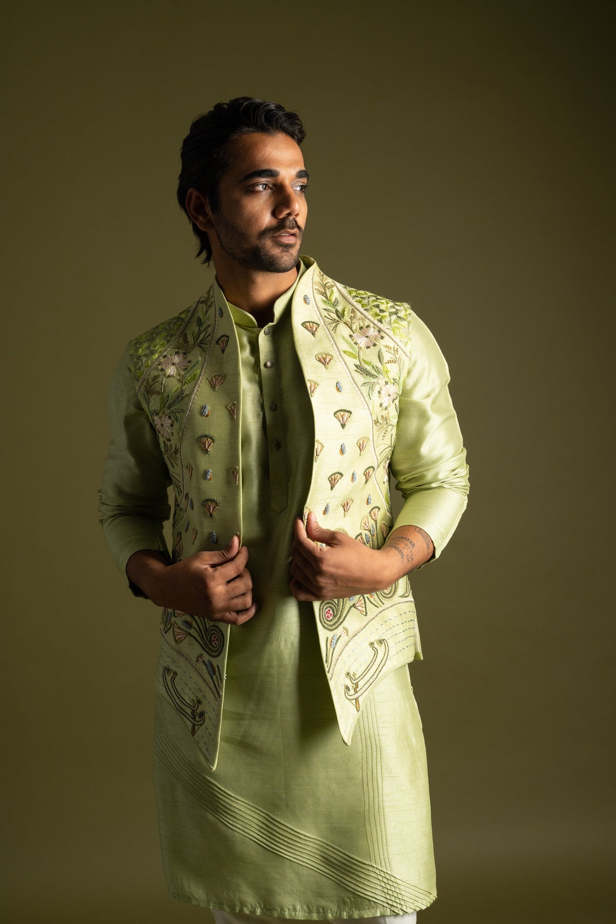 Pistachio Green Nehru Jacket